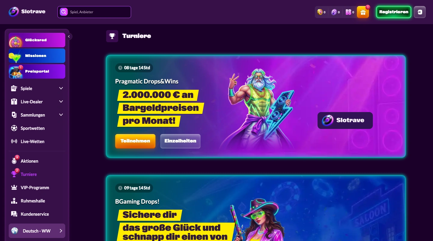Slotrave Bonusangebote und Werbeaktionen